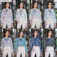 (S-XL) Vertier เสื้อแขนยาวพิมพ์ลาย Printed Long Sleeve Blouse เนื้อผ้าpolyester100%พิมพ์​ลาย​ ลายสร้อยสวยงาม เนื้อผ้านนิ่มและลื่นใส่สบาย