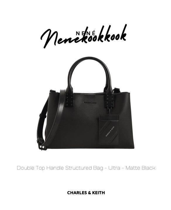 กระเป๋า Double Top Handle Structured Bag Ultra Matte Black Lazada