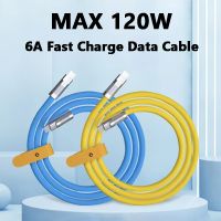 120W 6A Super Fast Charge Type-C Liquid Silicone Cable Quick Charge USB Cable For Xiaomi Huawei Samsung Pixel USB Bold Data Line Cables  Converters