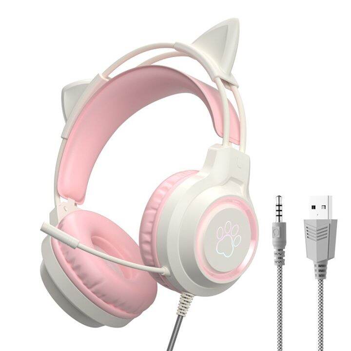 New Arrivals SY-G35 Wired Cat Ear Headphones RGB Lighting 360° Noise ...