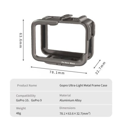 For GoPro Hero 11 Black Camera Metal Case Shell Ultra-Light CNC Cage Protect Housing Frame for GoPro 11/10/9 Cameras Accessory