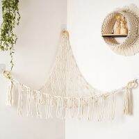 Animal Toy Macrame Shelf Wall Hanging Large Macrame Toy Hammock Organizer Display Holder Net for Kids Bedroom Nursery Decor