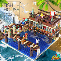 ตัวต่อ บ้านตกบ้านชาวประมง มีร้านอาหาร ชุด Fish House Pier จำนวน 1402 ชิ้น