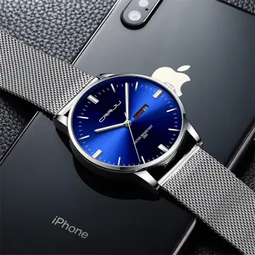 CRRJU Mens Simple Slim Quartz Watch Black Steel Mesh Ultra Thin Men Watches  Top Brand Luxury Waterproof Black Male Wrist Watch