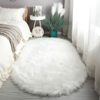 Oval White Faux Fur Area Rugs Large Artificial Sheepskin Long Hair Car Floor Wool Fluffy Soft Mat Bedroom For Living Room