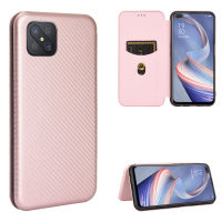 Oppo A92s Case, EABUY Carbon Fiber Magnetic Closure with Card Slot Flip Case Cover for Oppo A92s