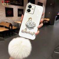 เคสโทรศัพท์ Y78 Y36 Y93 Y16 Y95สำหรับ VIVO,Y27 Y35 Y100 Y91C Y91หรูหรามีเพชรกากเพชรกากเพชรไรน์สเตอร์เคสซิลิโคนชุบปกป้องฝาหลังด้วยลูกผมน่ารัก