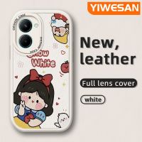 YIWESAN เคสสำหรับ Realme C33ลายการ์ตูนน่ารักสโนว์ไวท์เจ้าหญิงดีไซน์ใหม่เคสโทรศัพท์บางนุ่มหนังฝาปิดเลนส์เคสป้องกันกล้องเคสกันกระแทก