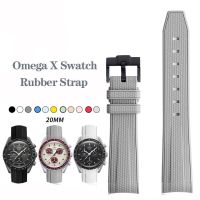 New Curved End Wave Pattern Strap for Omega X Swatch Joint MoonSwatch Series Waterproof Sports Silicone Watchband Men Women 20mm