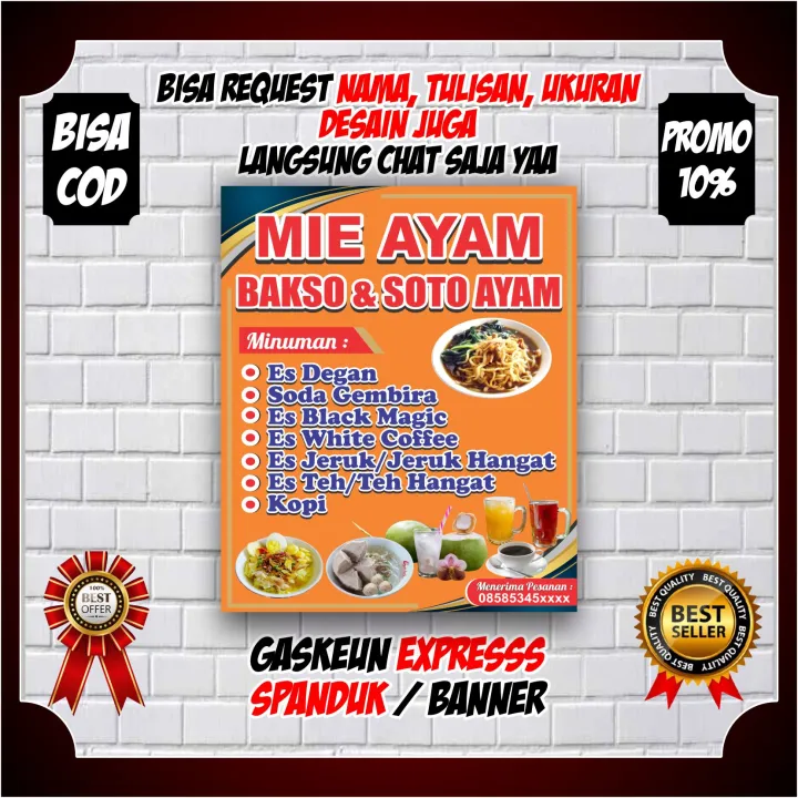 Spanduk Banner Mie Ayam And Bakso Design Custom Lazada Indonesia