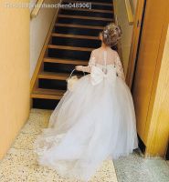 ℗﹊﹊ xianhaochen048906 Vestido de dama honra para meninas vestido longo baile branco festa aniversário infantil e casamento florista