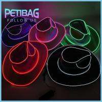 PETIBAG คอนเสิร์ตปาร์ตี้ดิสโก้ หมวกคาวบอย LED ไร้สาย คอสเพลย์ นีออนอวกาศ หมวกคาวเกิร์ล LED ปาร์ตี้งานปาร์ตี้ ใช้ได้ทุกเพศ หมวกแจ๊สสีรุ้ง สำหรับผู้หญิง