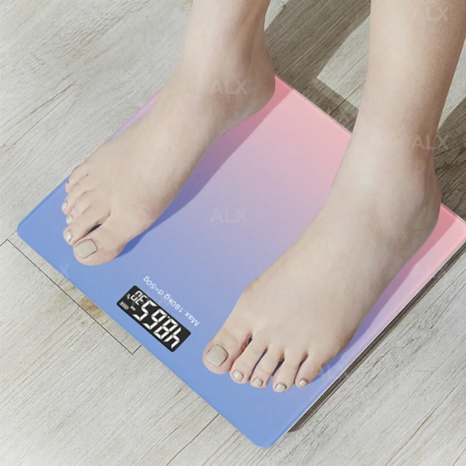 180kg Gradients Color Bathroom Scale Floor Digital Scale Body Weight Glass LED Smart Scales Electronic Balance of The Body Scale, Purple