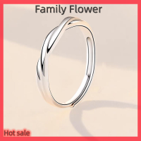 Family Flower Flash Sale ชุดแหวนคู่รักแฟชั่นสีเงินแหวนเปิดง่ายปรับได้เครื่องประดับหรูหราสำหรับผู้หญิงผู้ชายของขวัญครบรอบ