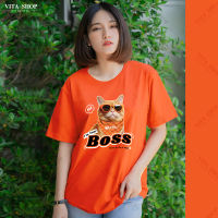 มาแรง แมว Im your boss ( งานป้าย - VITASHOP ) เสื้อยืดคำฮิต เสื้อยืดคำในกระแส เสื้อยืดคอกลม ผ้าคอตตอนเนื้อนุ่มใส่สบาย พร้อมส่ง