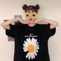 COD dsdgfhgfsdsss 【2048】 Summer Small Daisy Korean G-dragon Fashion Short Sleeve Comfortable Oversize Womens T-shirt Printed Flower Tops Clothes