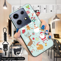 เคส PMP สำหรับ Infinix Note 30 Note 30 5G 30 Pro 30 VIP (แหวนใส่นิ้ว + สายคล้อง) เคสนิ่มสุขสันต์วันคริสต์มาสกันกระแทกต้นคริสต์มาสเคสโทรศัพท์โทรศัพท์ซิลิโคน TPU รูปกวางซานตาคลอสมนุษย์หิมะ