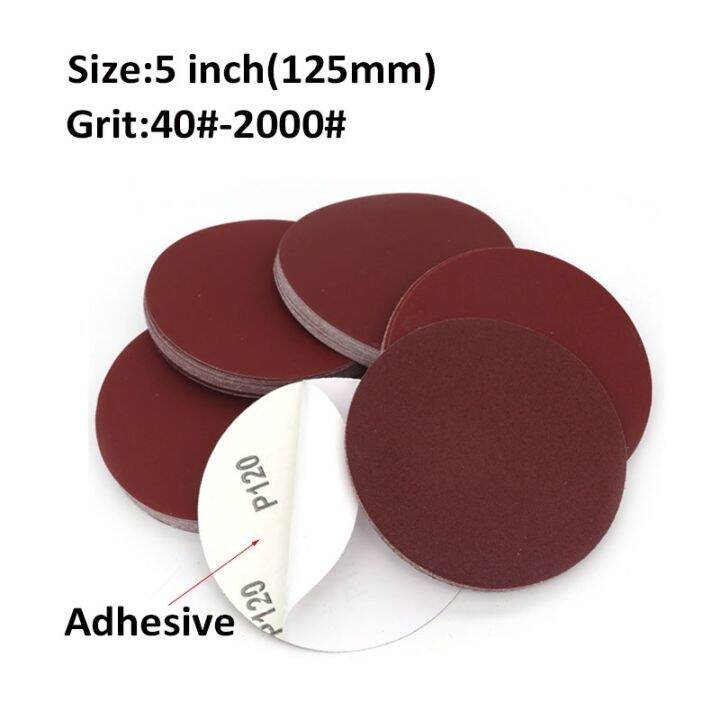 5 Inch 125mm Back Glue Sticker Sandpaper Dry Abrasive Red Sanding Disc