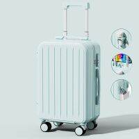 ZT Luggage กระเป๋าเดินทางแฟชั่นลายทางขนาด 20-24 นิ้ว กระเป๋าเดินทางความจุขนาดใหญ่พร้อมรหัสล็อคที่ปลอดภัย ล้อหมุน ที่วางแก้วแบบซ่อน