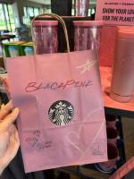 ถุงกระดาษ  Starbucks BLACKPINK แท้ ถุงสตาร์บัคส์ ถุงกระดาษ ถุงแบล็กพิงก์ STARBUCKS x BLACKPINK Paper Bag Turn Up Your Summer 2023