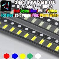 100pcs New 3014 0.1W 3.0 * 1.4 MM 2.0-3.2V Red/Green/Blue/White/Yellow Ice Blue Pink Warm White SMD LED kitElectrical Circuitry Parts