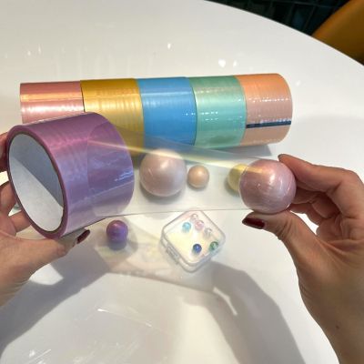 ✕ 6Pcs Set Sticky Ball Tape Funny Decorative Colored Ball Tapes for Children Scrapbook DIY Sticky Ball Rolling Tape Adult Kids