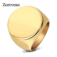 ZORCVENS 2022 High Polished Signet Solid Stainless Steel Fashion Man 39;s Ring 316L Stainless Steel Biker Unique Ring for Men