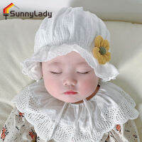 SunnyLady หมวกเจ้าหญิงเด็กทารกที่มีน่ารักลายดอกไม้กันแดดปีกกว้างหมวกผ้าฝ้ายชาวประมงที่อบอุ่นสำหรับเด็กผู้หญิง3-18เดือน