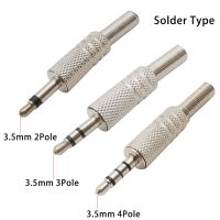 ┋ 5Pcs Metal Repair 3.5mm Male Headphone Plug Mono Stereo Audio Solder Cable Connector 3.5 2Pole 3Pole 4Pole Earphone Jack Adapter