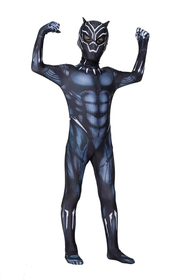 Black Panther Kids Boys Cosplay Costume Superhero Fancy Dress Up Jumpsuit  Party Halloween Carnival Performance Outfit Birthday Gift