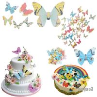 【คุณภาพสูง】♫ 42pcs Mixed Butterfly Edible Glutinous Wafer Rice Paper Cake Cupcake Toppers