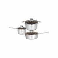 NAMIKO - ชุดหม้อสเตนเลส 3 ชิ้น KWS3002 - Silver / Silver 3-piece stainless steel pot set KWS3002 [# KITCHEN - เครื่องครัว ] [# ชุดเครื่องครัว  ของใช้ในครัวเรือน การจัดโต๊ะอาหาร mall lazada ลาซาด้า central online ]