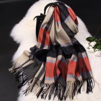 ♀  Womens Wool Scarves for 2021 Winter Autumn New Fashion Pure Real Wool Wraps and Shawls for Ladies Plaid Classic Designed Scarf