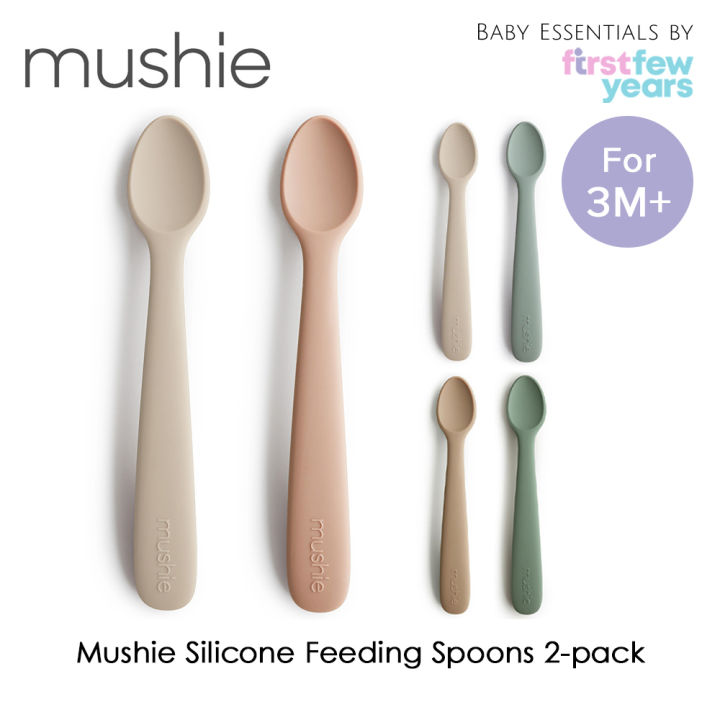 Mushie Silicone Feeding Spoons Stone/Cloudy Mauve