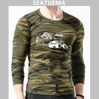 SEATUEMA เสื้อยืดลำลองสำหรับผู้ชายแขนยาวพิมพ์ด้านบน O คอเสื้อบางพอดีเสื้อผ้าผู้ชายแฟชั่นเสื้อยืดขนาดใหญ่พิเศษ