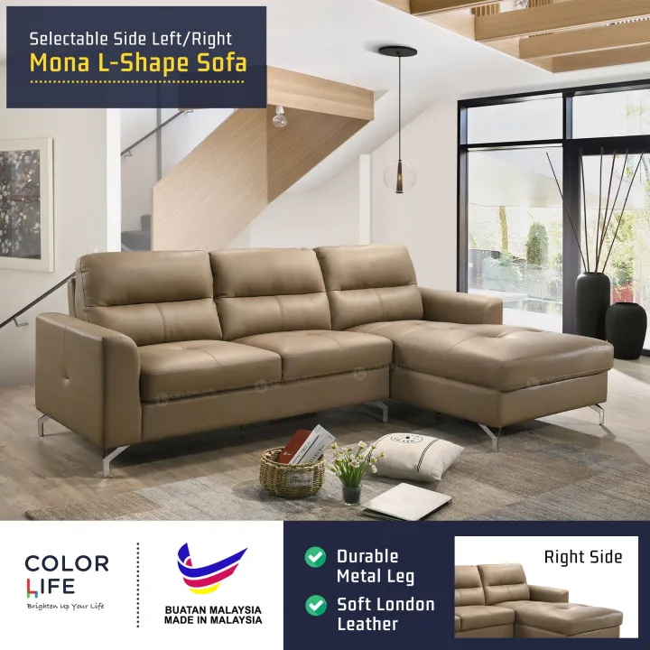 Color Life Mona L Shape Sofa Left, Two Tone Leather Couches