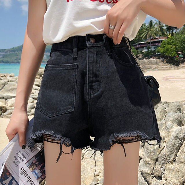 denim-shorts-women-hole-frayed-summer-hot-girls-college-all-match-solid-younger-ins-prevalent-high-waist-casual-mujer-slender