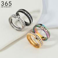 Fashion Zircon Stainless steel ring for Women High Quality Dazzling Stone multi color rings Jewelry Wedding Gift