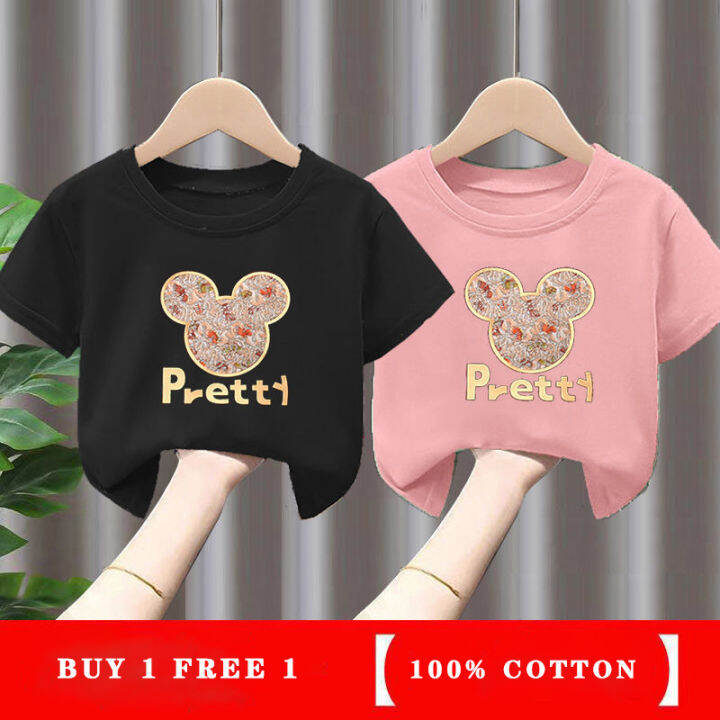 2PCS Set Hot Sale Kids T Shirt Summer Baby Girls Cotton Tops