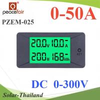 DC มิเตอร์ดิจิตอล 0-50A 0-300V แสดง โวลท์ แอมป์ วัตต์ และพลังงานไฟฟ้า 50A Shunt รุ่น PZEM-025-DC-50A