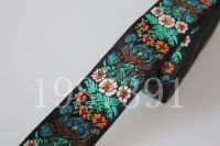 9yards/lots Woven Jacquard Ribbon 3.3cm  green flowers pattern for curtain and clothing accessory LS-267 Gift Wrapping  Bags