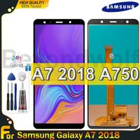 Beyondwolf จอ LCD OLED สำหรับ Samsung Galaxy A7 2018จอแอลซีดี SM-A750F A750 A750F หน้าจอสัมผัสสำหรับแสดงผลดิจิไทเซอร์จอแอลซีดี Samsung Galaxy A7 2018ประกอบกับกรอบกลาง