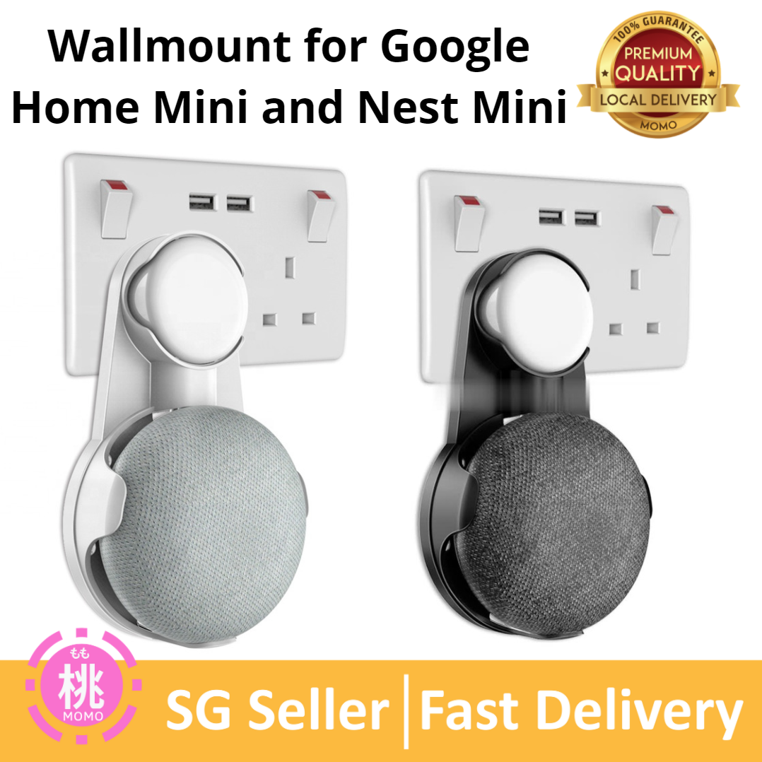 Black Outlet Wall Mount Stand Hanger for Google Home Mini Hides the Google Home Mini Cord Compact Holder Case Plug in Kitchen Bathroom Bedroom 
