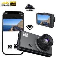 4K + 1080P Dash Cam dual lens WiFi car DVR driving video recorder rear view camera night vision black box automatic parking moni