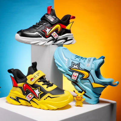 รองเท้าผ้าใบสำหรับเด็กผู้ชายลดราคารองเท้าวิ่งรองเท้ากีฬา Kasut Sport Lelaki รองเท้ายางด้วยการออกแบบการ์ตูน Pocketman กันน้ำ