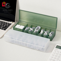 Malory⭐จัดส่ง 3 ถึง 5 วัน⭐ data cable storage box with cover dustproof mobile phone cable storage compartment plastic desktop cable management box