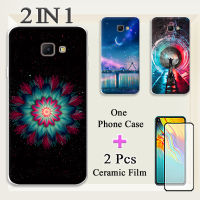 แบบ2 IN 1สำหรับเคส Samsung Galaxy แกน J4นิ่ม TPU เคสโทรศัพท์ทำสีซิลิโคนที่มีฟิล์มกันรอยกันกระแทกโค้ง