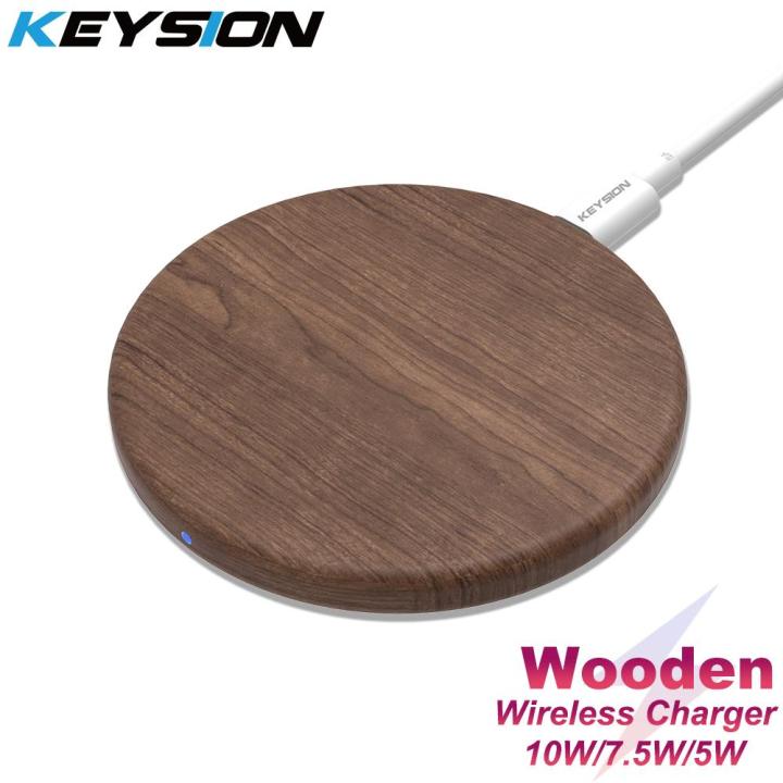 KEYSION 10W Qi Fast Wireless Charger for iPhone 11 Pro XS Max XR 8 Plus  Wooden Wireless Charging Pad for Samsung S10 S9 S8 S7 