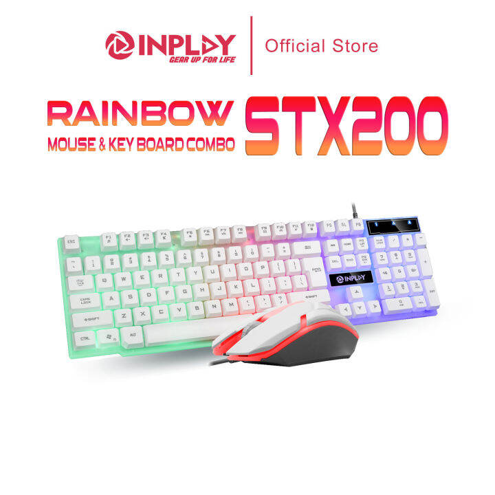 INPLAY STX200 2 IN 1 Set Keyboard Rainbow RGB Suspended Backlit Gaming