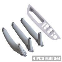 LHD-Gray-4pcs LHD-Gray-4pcs รถขับเคลื่อนด้านซ้ายมือสำหรับ BMW E70 E71 X5 X6 2007-2013แผงมื่อจับประตูด้านในคาร์บอนไฟเบอร์สีเบจสีดำแผงด้านใน